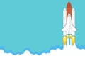 Space shuttle launch illustration. Business or project startup banner concept. Flat style vector illustration Royalty Free Stock Photo