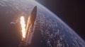 Space Shuttle Launch Journey Beyond Earth Flames Ignite Ascending Through the Atmosphere Into The Void Royalty Free Stock Photo