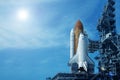 Space Shuttle Launch Pad at Night. Elements of this image were furnished by NASA Royalty Free Stock Photo