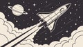 Space Shuttle Launch Vector Illustration, vector design Generative AI Royalty Free Stock Photo