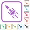 Space shuttle with launchers simple icons Royalty Free Stock Photo