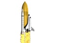 Space shuttle launching side view on white Royalty Free Stock Photo