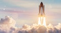 Space Shuttle Launching Into Sky with Clouds and Vapor Trails Royalty Free Stock Photo