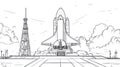 Space Shuttle on Launch Pad, Ready for Liftoff - Space Exploration Sketch Royalty Free Stock Photo