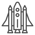 Space Shuttle line icon, transport symbol, Spaceship vector sign on white background, rocket icon in outline style for