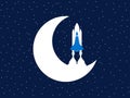 Space shuttle and moon. Outer space. Vector