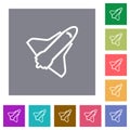 Space shuttle outline square flat icons Royalty Free Stock Photo