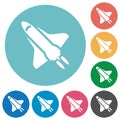 Space shuttle with propulsion flat round icons