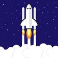 Space shuttle rocket icon. Space travelling or startup concept. Vector illustration.