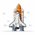 Space Shuttle and Rocket Isolated on White Background. Royalty Free Stock Photo