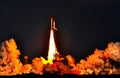 Space Shuttle Rocket Launch at Cape Kennedy - Detailed clouds and flame Royalty Free Stock Photo