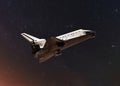 Space shuttle rocket lift off a mission in outer space with stars. Rocket flies on a starry background Royalty Free Stock Photo