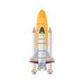 Space shuttle, rocket spaceship for galaxy discovery mission of astronaut