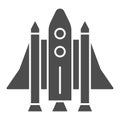 Space Shuttle solid icon, transport symbol, Spaceship vector sign on white background, rocket icon in glyph style for