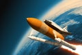 Space Shuttle Solid Rocket Boosters Separation In Stratosphere Royalty Free Stock Photo