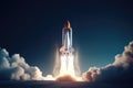 A space shuttle taking off into the sky. Suitable for educational and scientific purposes Royalty Free Stock Photo