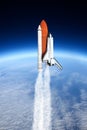 Space shuttle taking off to the sky ( NASA image not used ) Royalty Free Stock Photo