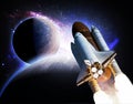 space shuttle voyage through the galaxy and planets, elements of this image furnished by nasa b