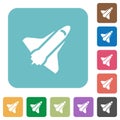 Space shuttle rounded square flat icons Royalty Free Stock Photo