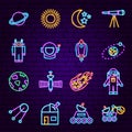 Space Sign Neon Icons Royalty Free Stock Photo