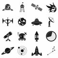 Space simple icons set Royalty Free Stock Photo