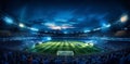 arena soccer stadium light game football world goal sport green. Generative AI. Royalty Free Stock Photo