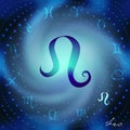 Space spiral with astrological Leo symbol