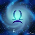 Space spiral with astrological Libra symbol