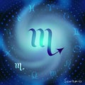 Space spiral with astrological Scorpio symbol