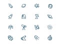 Space and stars vector linear icons set Royalty Free Stock Photo