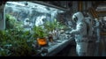 Space Station Biolab with Astronauts