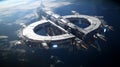 Space station. Cargo spaceship on orbit of planet Earth. Neural network AI generated Royalty Free Stock Photo