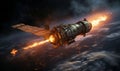 Space Station Engulfed in Flames Royalty Free Stock Photo