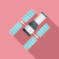 Space station icon, flat style Royalty Free Stock Photo