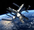 Space Station Orbiting Earth. Royalty Free Stock Photo