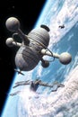 Space station orbiting planet Royalty Free Stock Photo