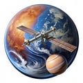 Space station orbiting planet Royalty Free Stock Photo