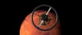 Space Station - Ship approaching Mars. Extremely detailed and realistic 3d illustration. Elements of this image are furnished by