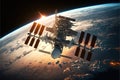 Space station in space with earth in the background. Beautiful space view. Space exploration. Generative Ai Royalty Free Stock Photo