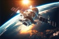 Space station in space with earth in the background. Beautiful space view. Space exploration. Generative Ai Royalty Free Stock Photo