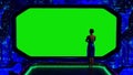 Space station, window, a woman is looking into space - SciFi - with green screen customisable effect - 3D