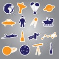 Space stickers set eps10 Royalty Free Stock Photo