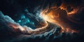 Space storm. Abstract colorful nebula swirl. Galaxy cosmos background wallpaper. Science and astronomy. Meteor explosion. Royalty Free Stock Photo