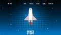 Space story webpage, rocket flight result vector illustration. Landing banner site about travels outside Earth`s orbit