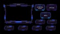 Space stream overlay, mmo game neon ui frame set