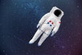 Space suit in the space background with empty place for face.