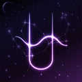 Space symbol of Ophiuchus of zodiac and horoscope concept, vector art and illustration.