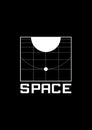 Space t-shirt and apparel design with the 1980s space aesthetics. Retrofuturistic grid with the planet and his satellite