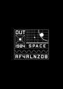 Space 1984 t-shirt and apparel design with the 1980s space aesthetics design elements, grids with planets and orbits