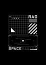 Space 1984 t-shirt and apparel design with the 1980s space aesthetics retro-future. Retrofuturistic HUD interface, grids